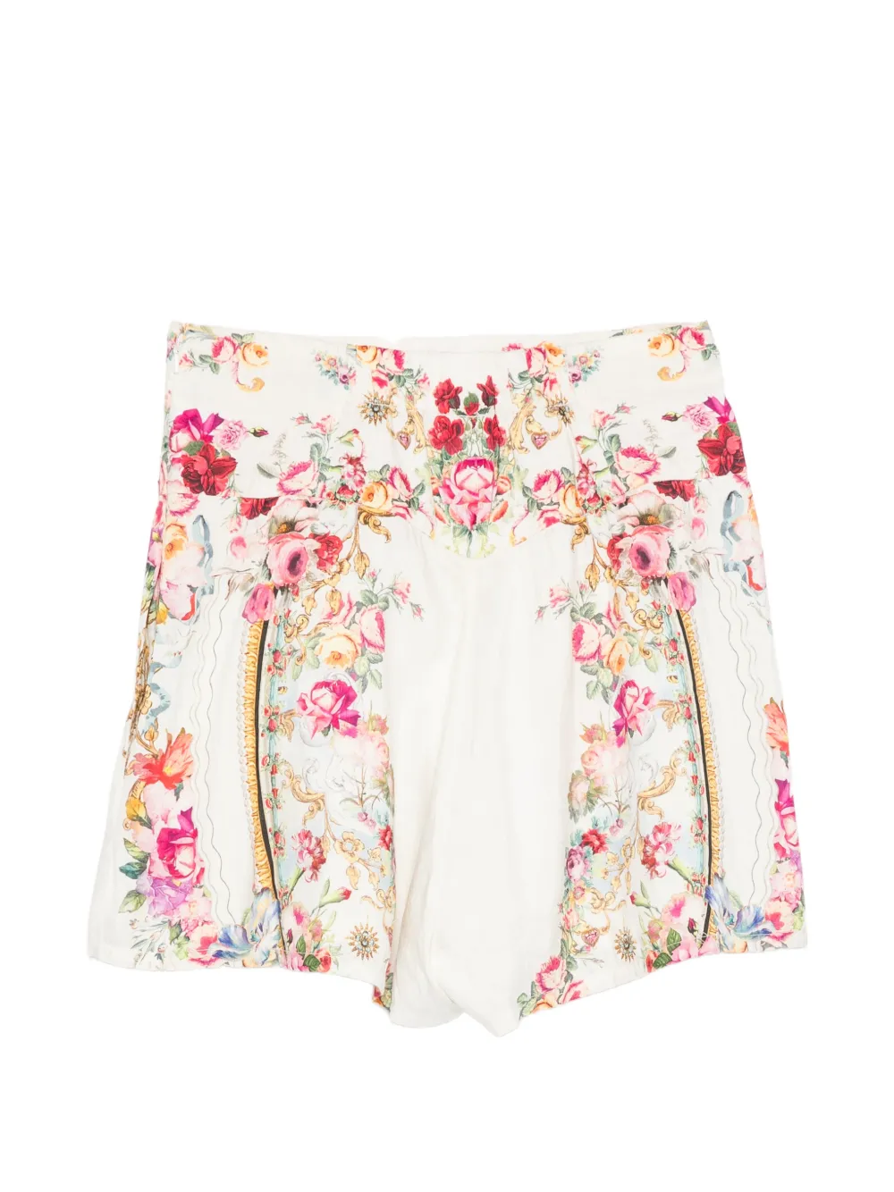 Camilla Floral-print Crystal-embellished Shorts in Neutrals, view 2