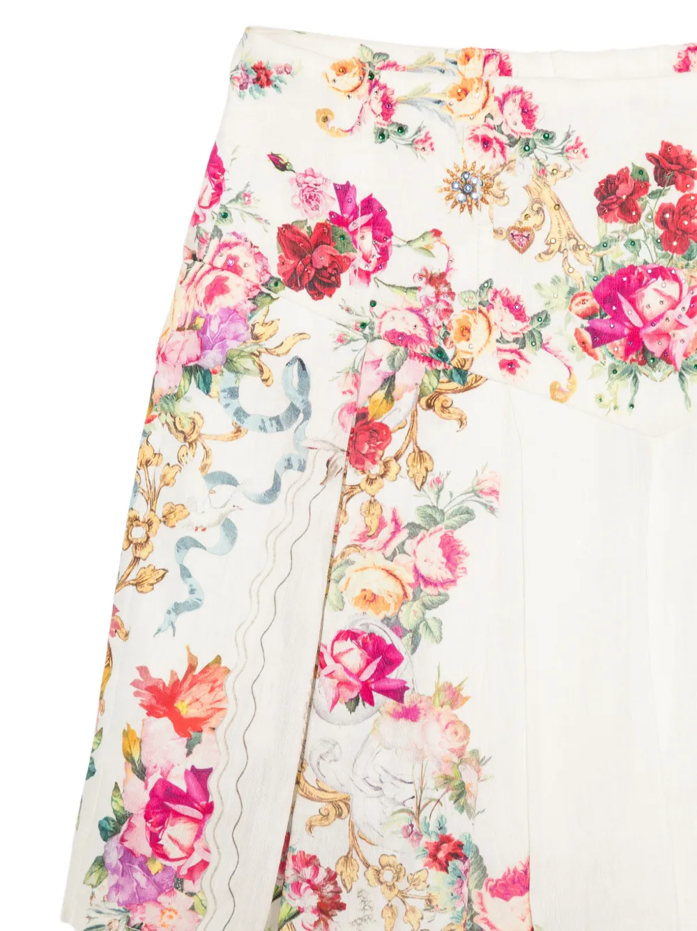 Camilla Floral-print Crystal-embellished Shorts in Neutrals, view 3