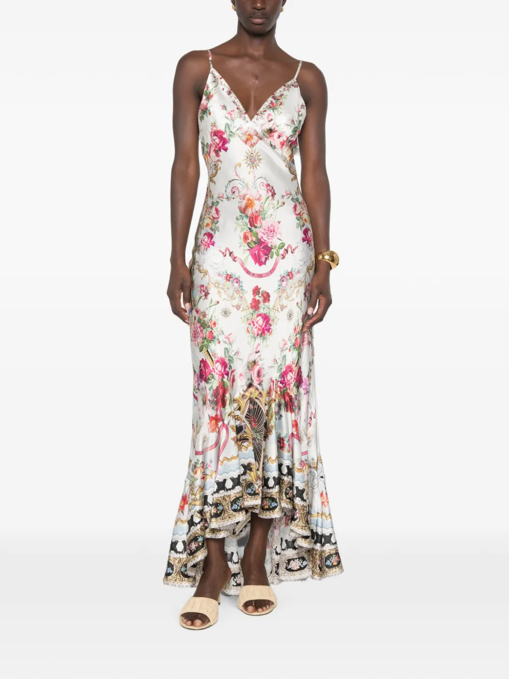 Camilla Jurk met bloemenprint Wit