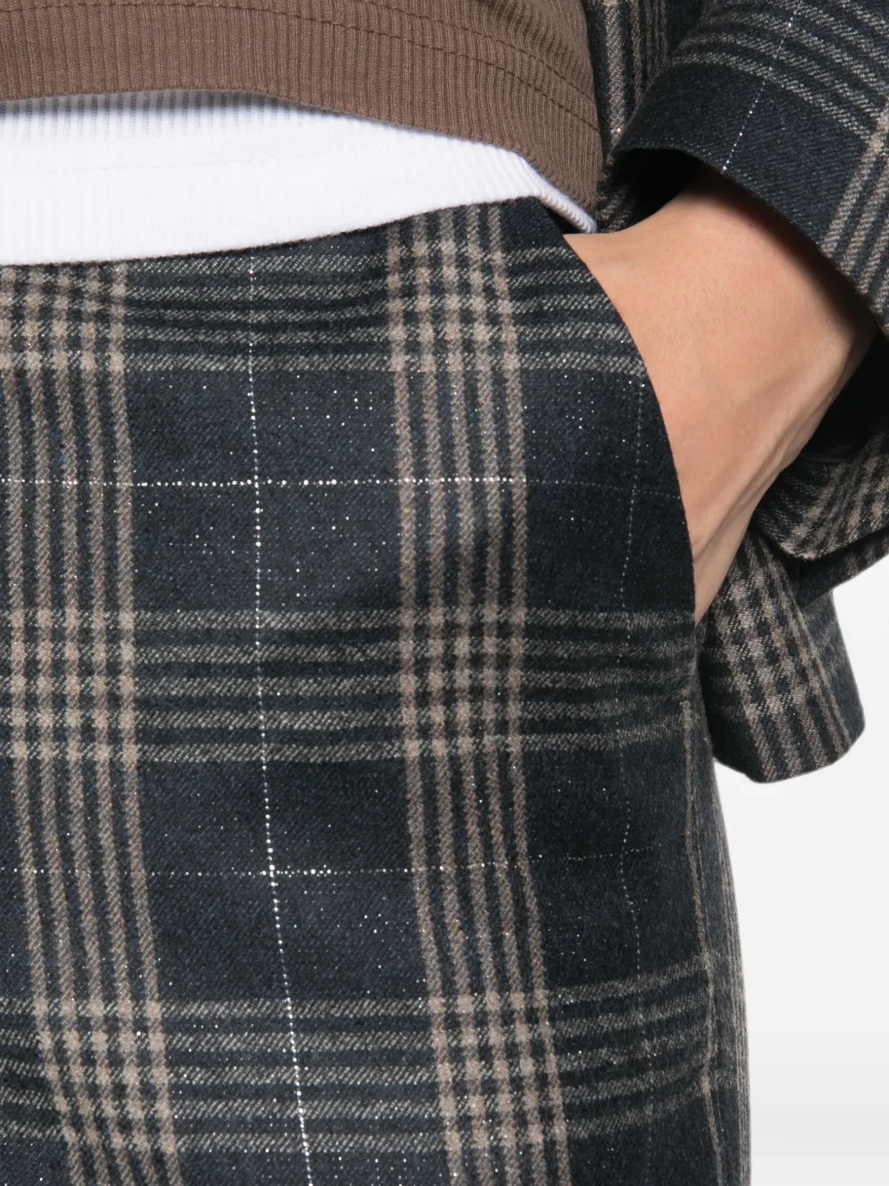 Peserico Check-pattern Trousers In 블루