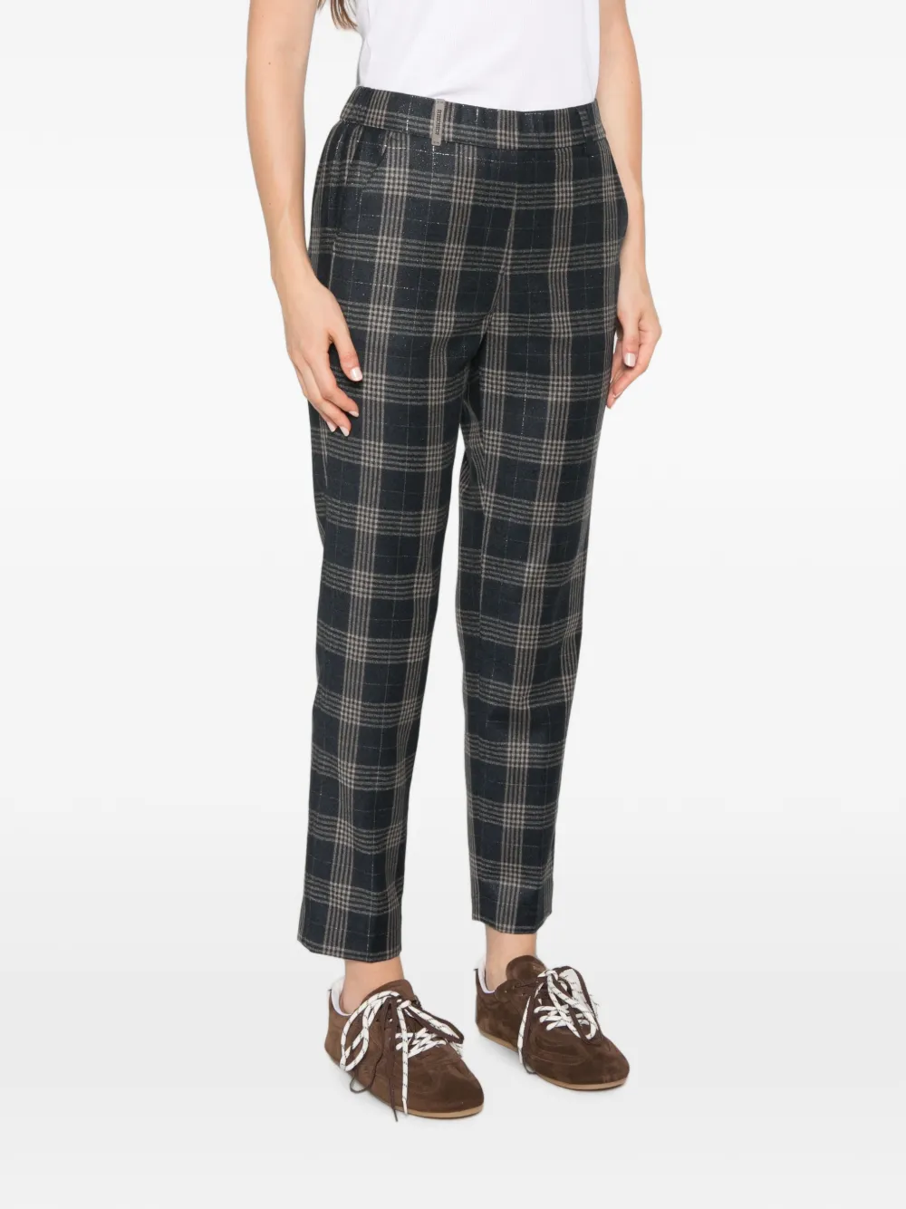 Peserico Check-pattern Trousers In 블루