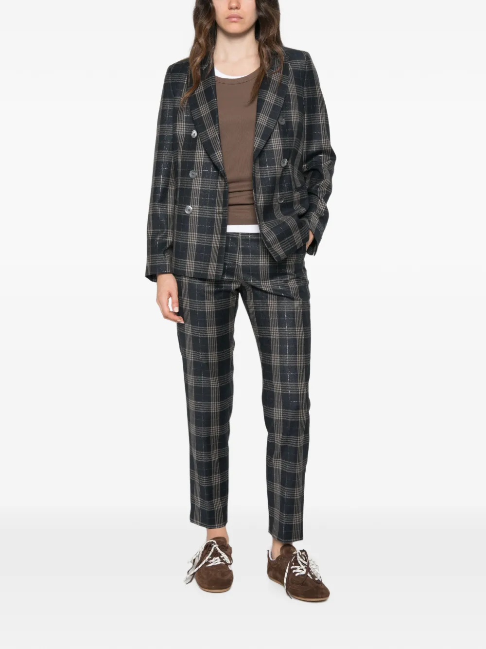 Peserico Check-pattern Trousers In 블루