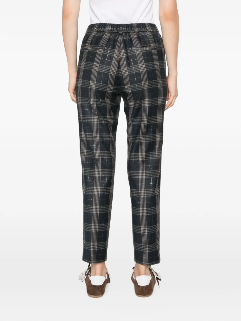 Peserico Check-pattern Trousers In 블루