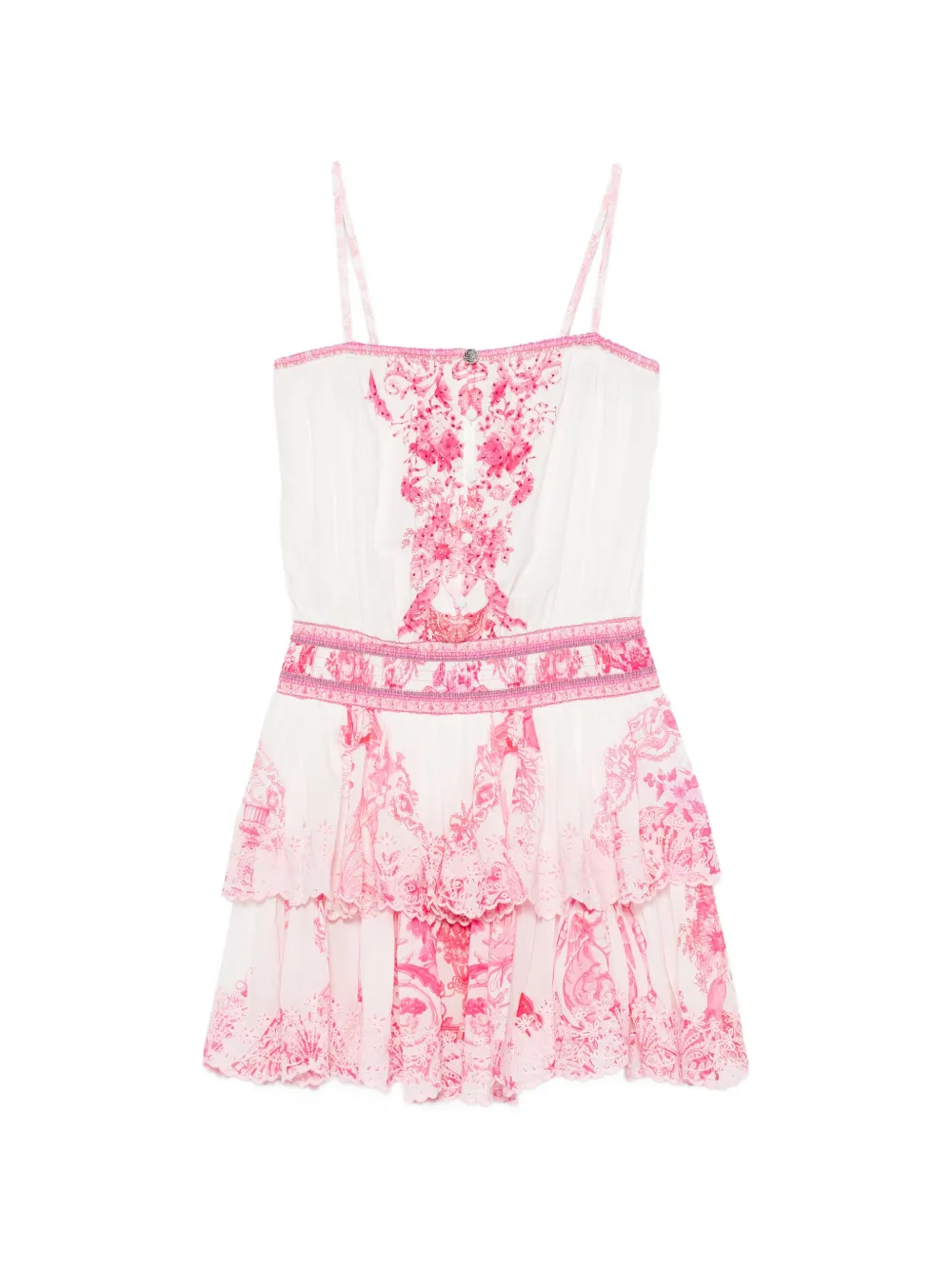 Camilla floral-print tiered mini dress - Weiß