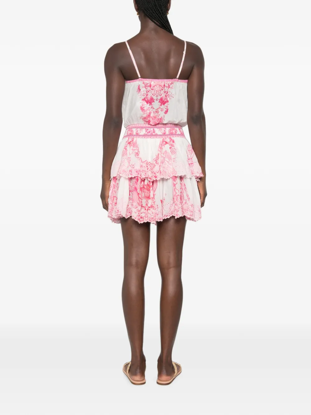 Camilla Gelaagde mini-jurk met bloemenprint Wit