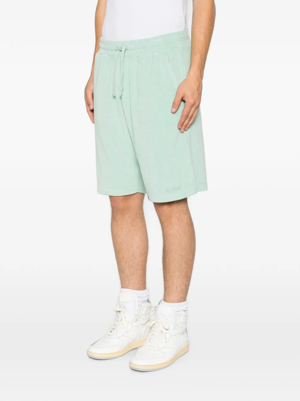 MC2 Saint Barth Randle Sponge shorts van badstof met trekkoord Groen