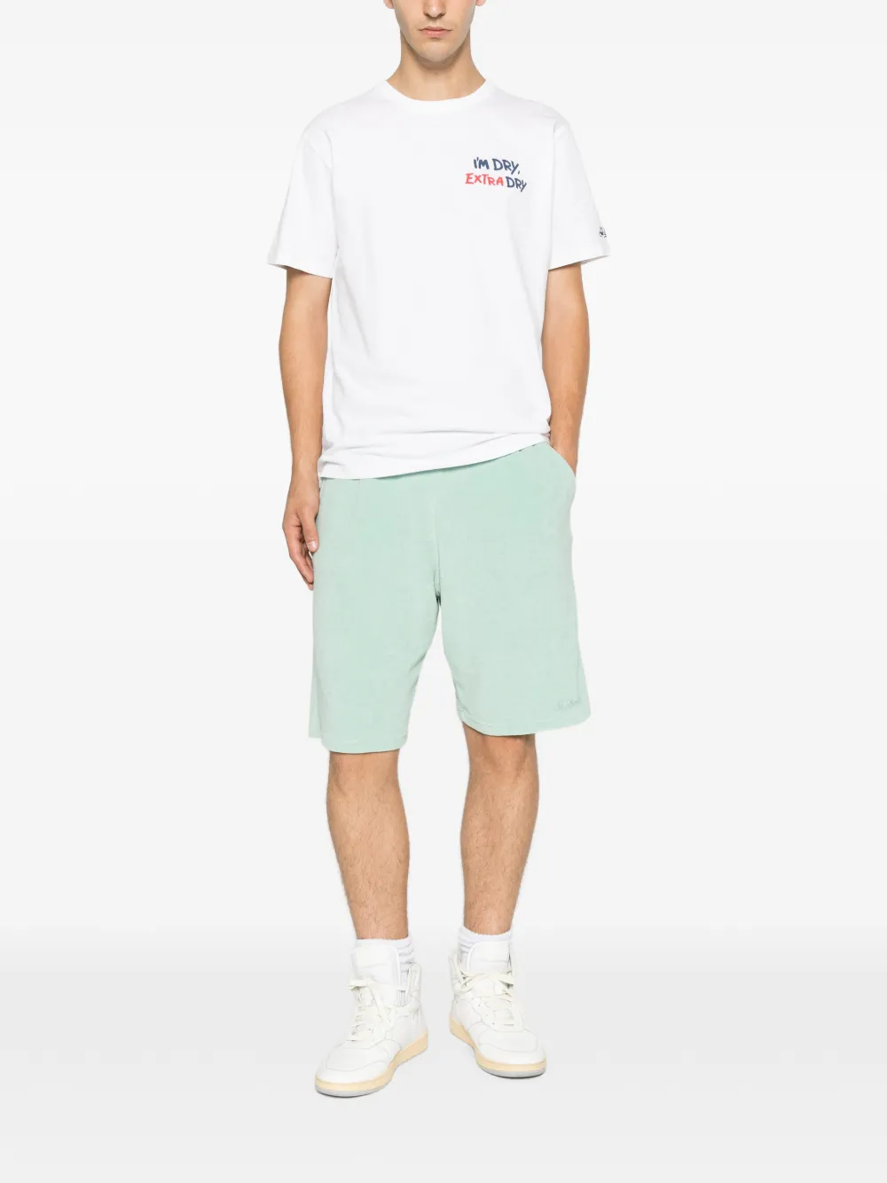 MC2 Saint Barth Randle Sponge shorts van badstof met trekkoord Groen