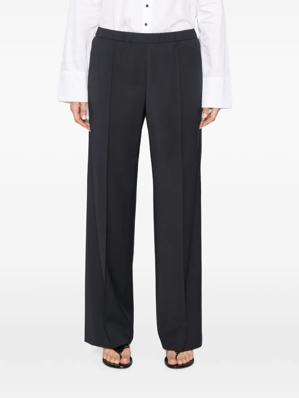 Peserico elasticated-waistband pressed-crease trousers Blauw