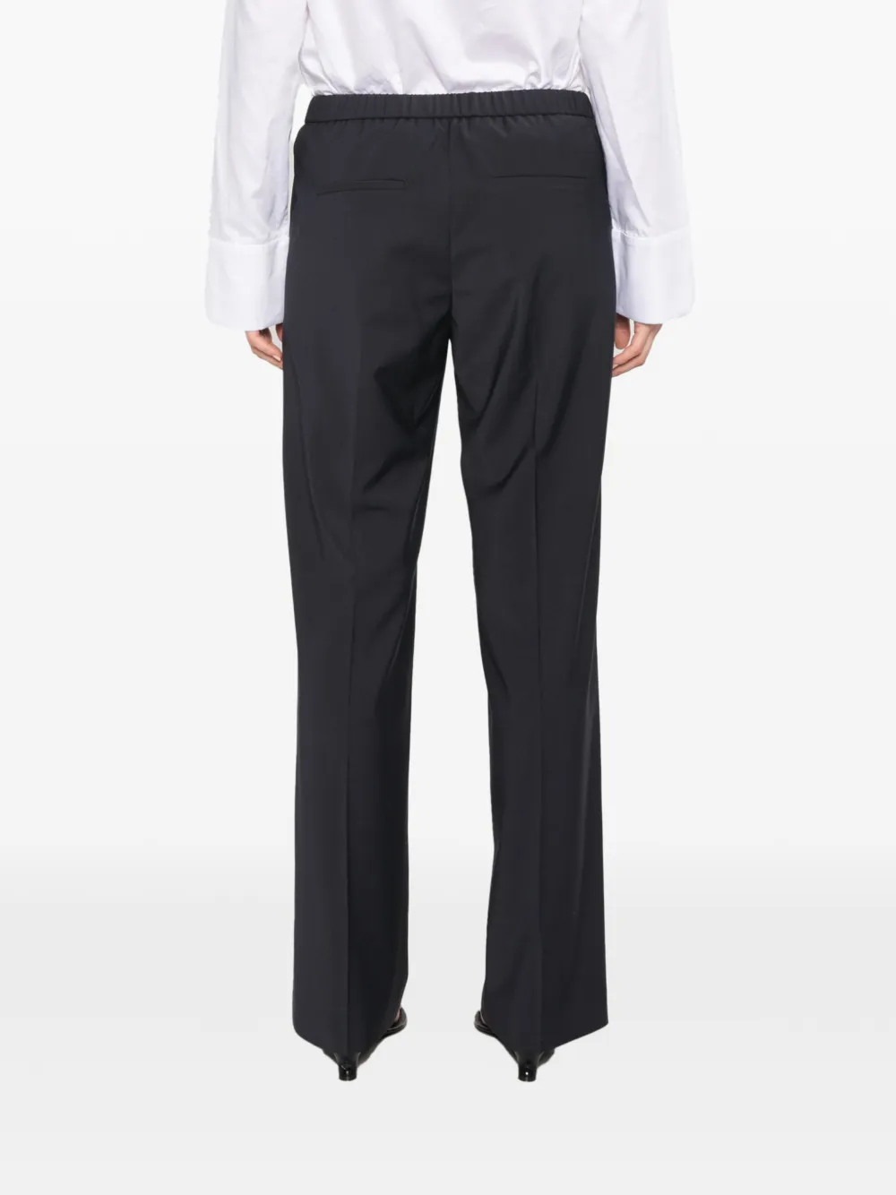 Peserico elasticated-waistband pressed-crease trousers Blauw