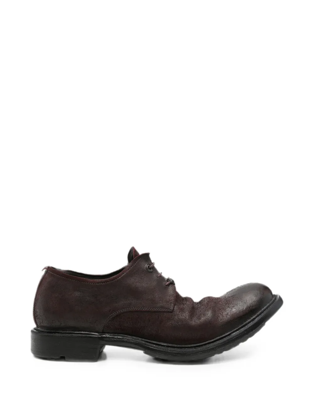 Layer Zero Distressed-effect Lace-up Derby Shoes In Red