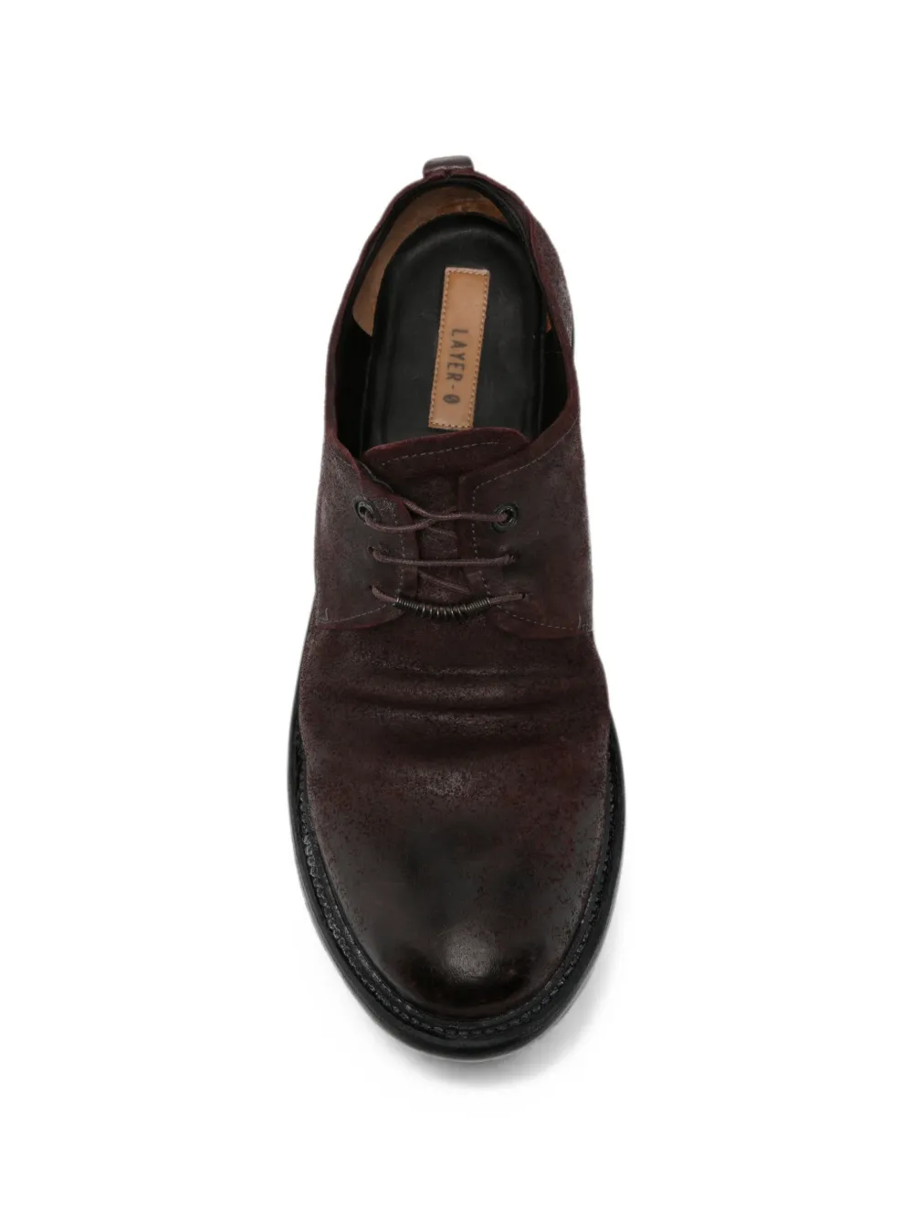 Layer Zero Distressed-effect Lace-up Derby Shoes In Red