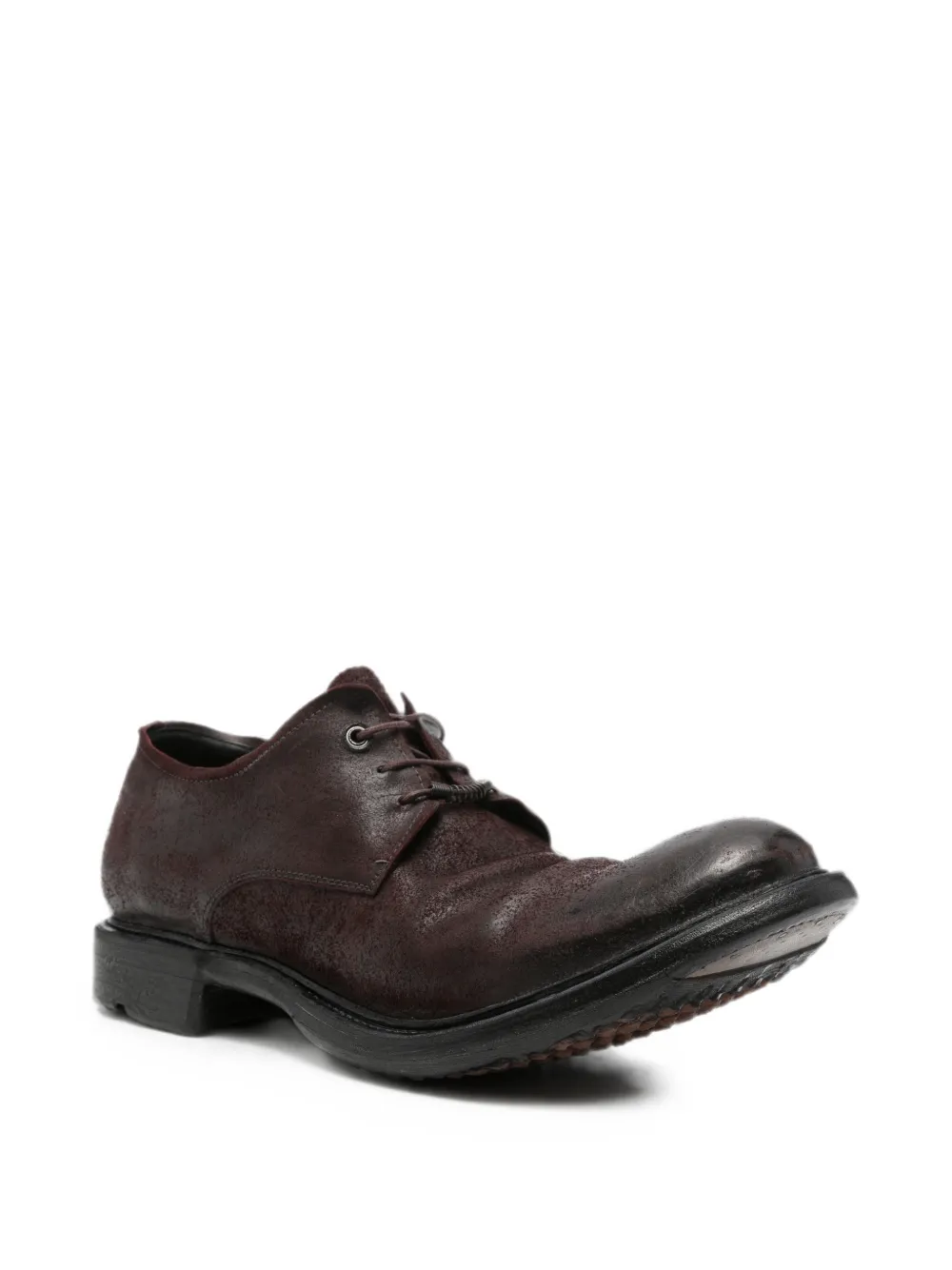 Layer Zero Distressed-effect Lace-up Derby Shoes In Red
