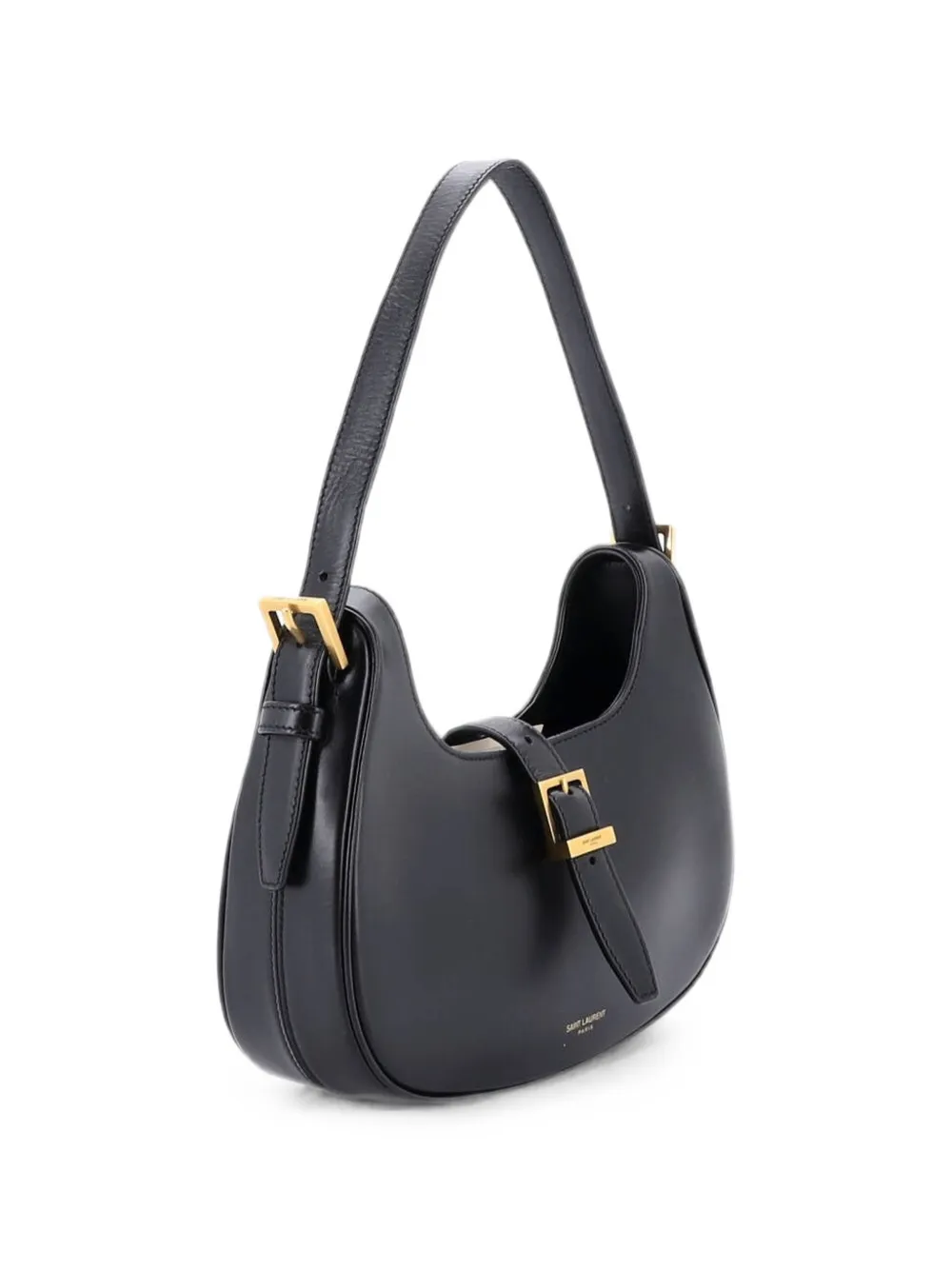 Saint Laurent Pre-Owned Le Fermoir Shiny Leather hobo bag - Black