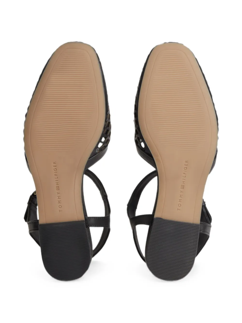 Tommy Hilfiger cut-out T-bar flat pumps Zwart