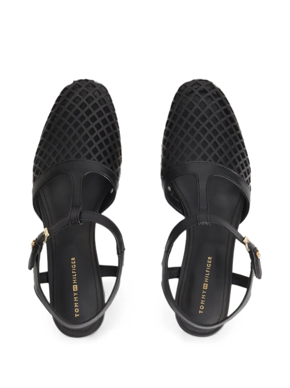 Tommy Hilfiger cut-out T-bar flat pumps Zwart