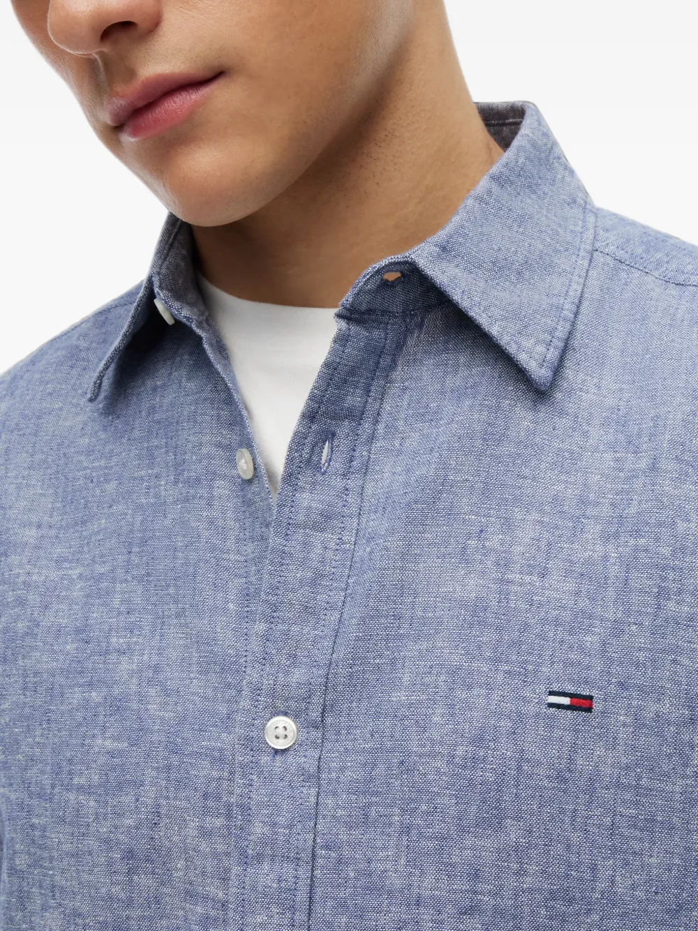 Tommy Jeans Overhemd met geborduurd logo Blauw