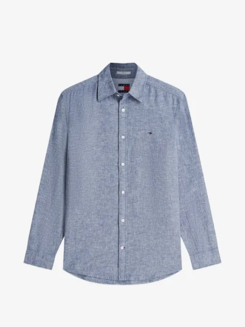 Tommy Jeans logo-embroidered button-down shirt