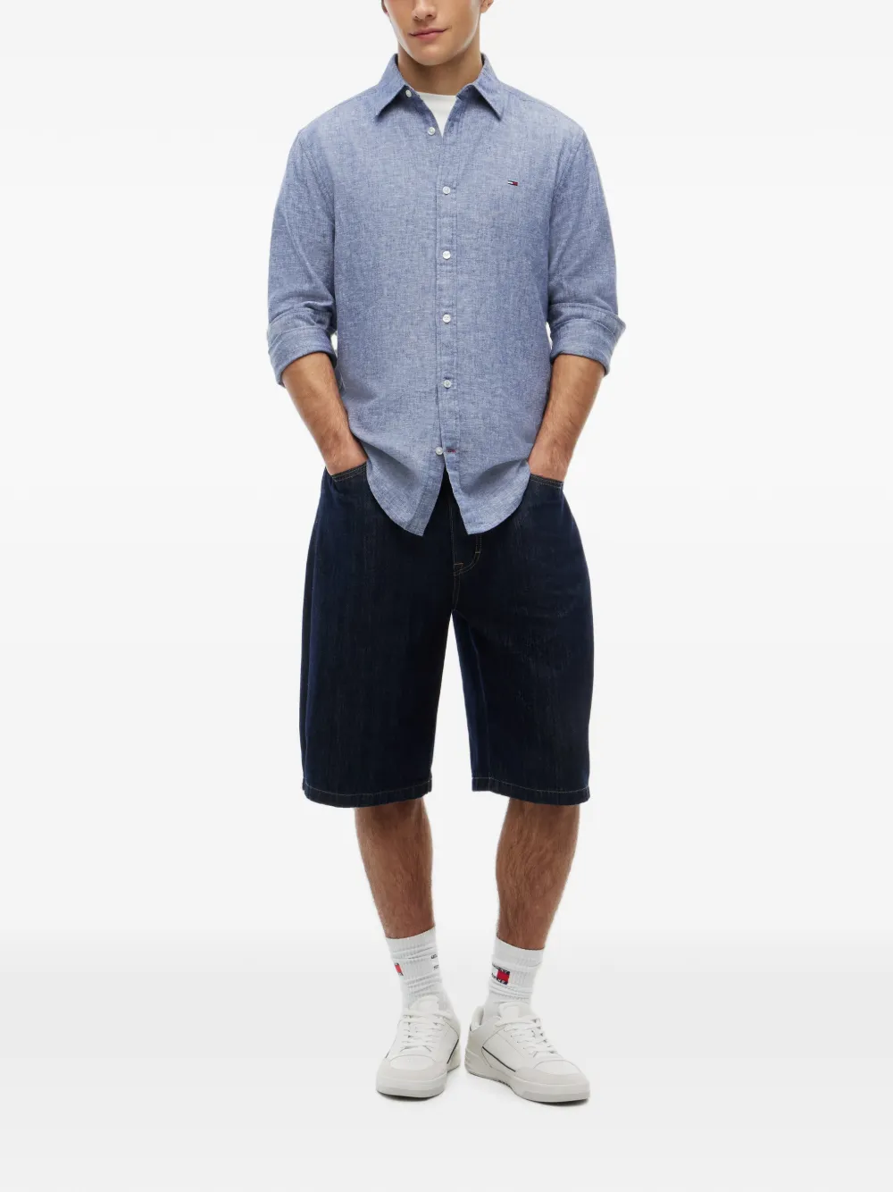 Tommy Jeans Overhemd met geborduurd logo Blauw