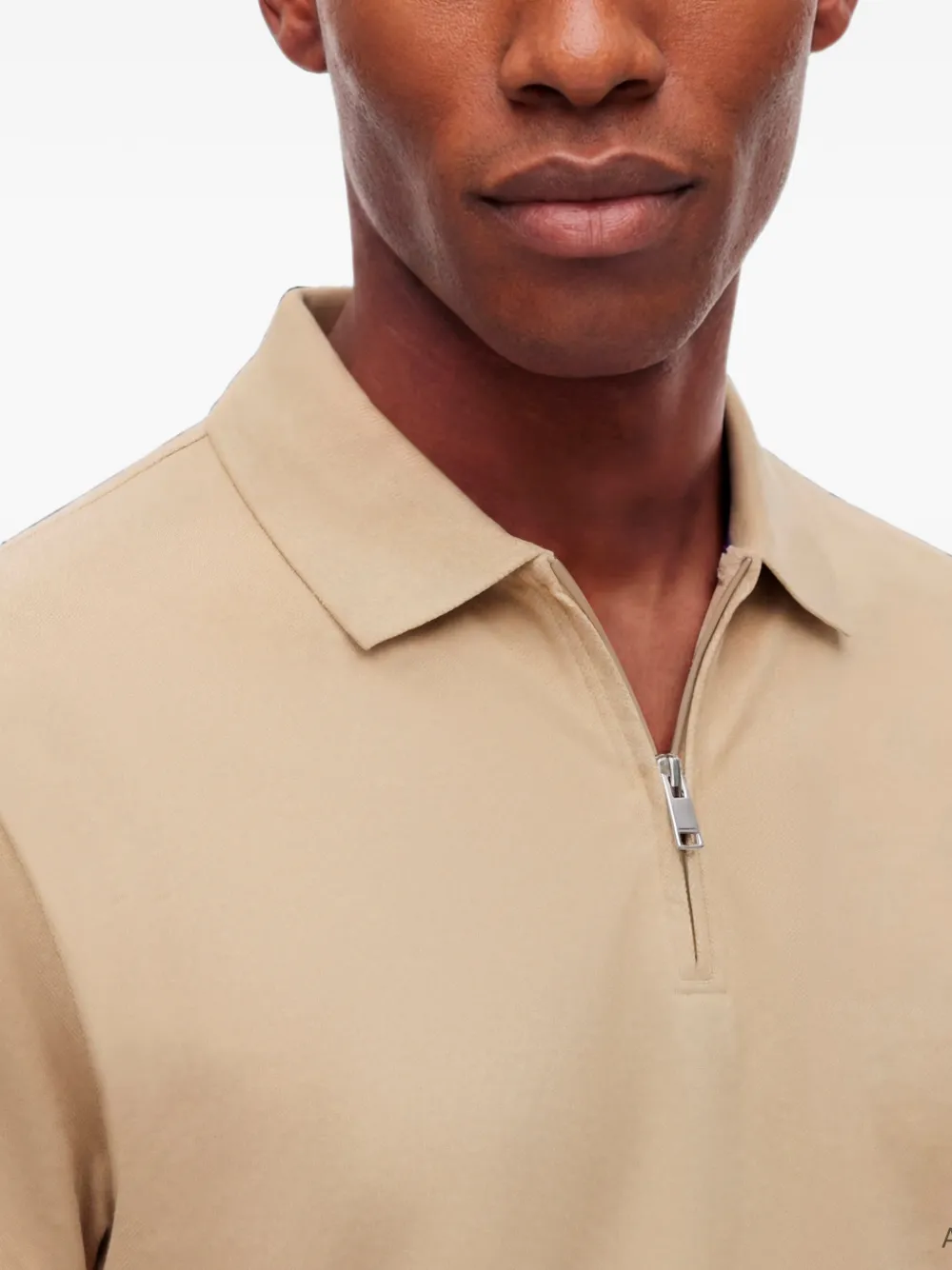 Tommy Hilfiger Poloshirt met logodetail en rits Beige