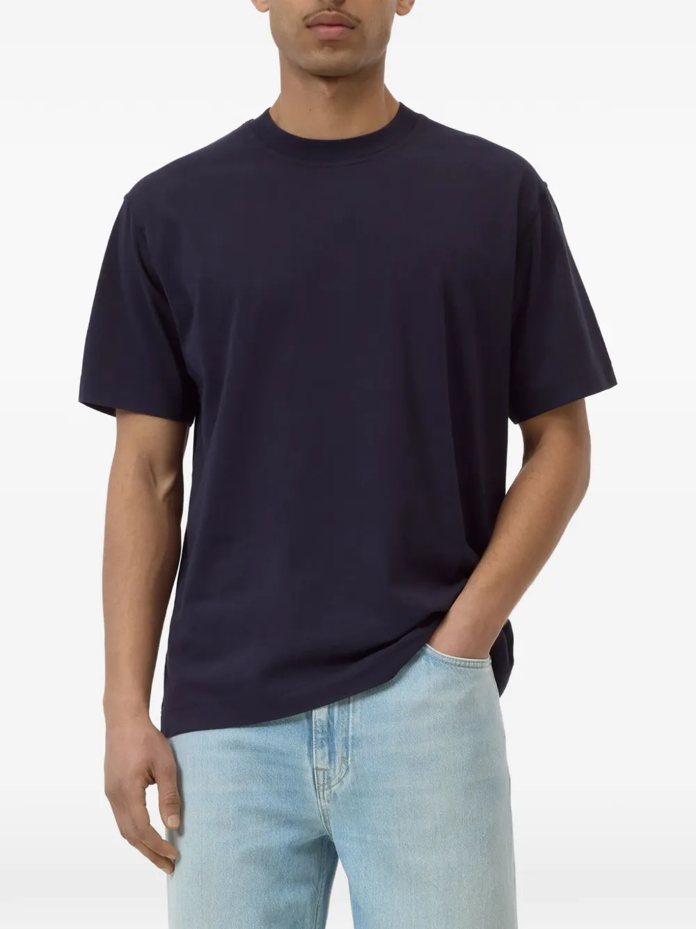 Closed T-shirt met geborduurd logo Blauw