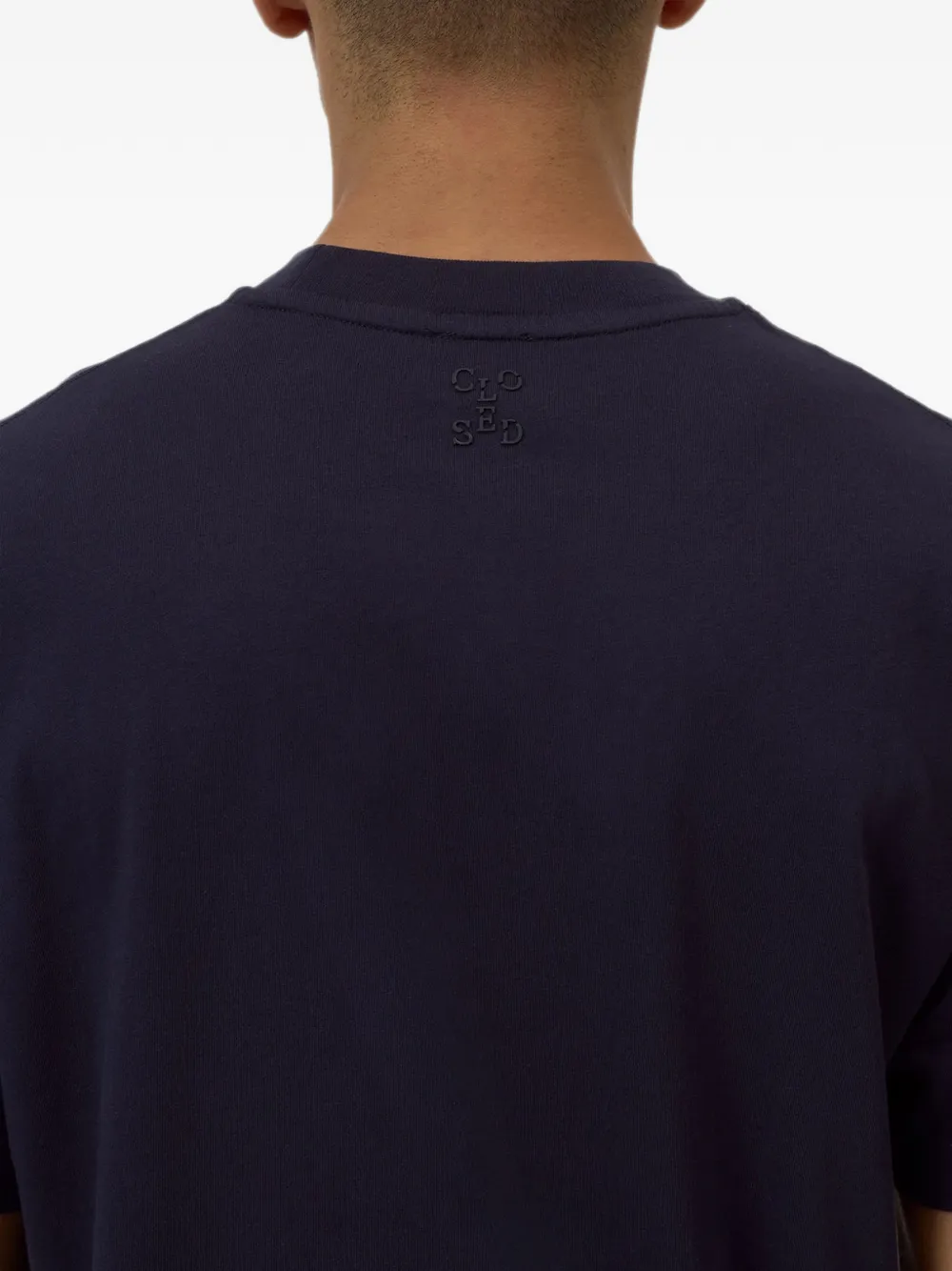 Closed T-shirt met geborduurd logo Blauw