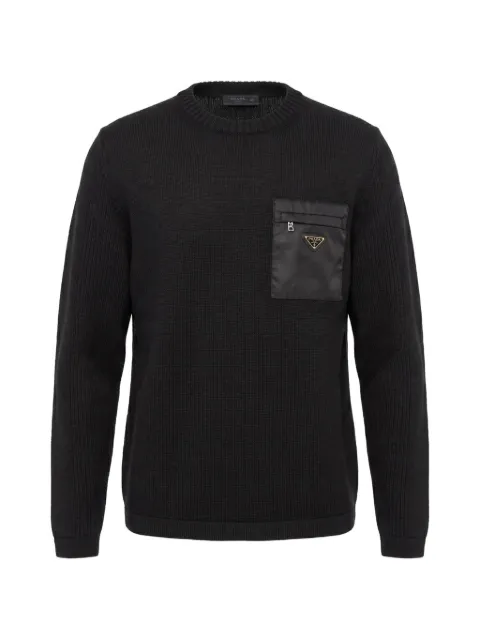 Prada logo-plaque pocket sweater