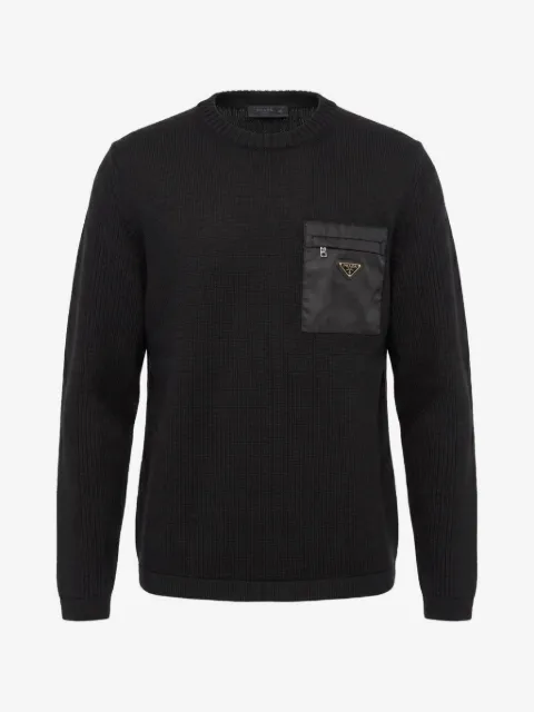 Prada logo-plaque pocket sweater