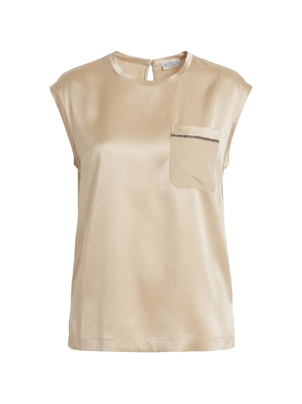 Brunello Cucinelli Monili-embellished silk top - Toni neutri