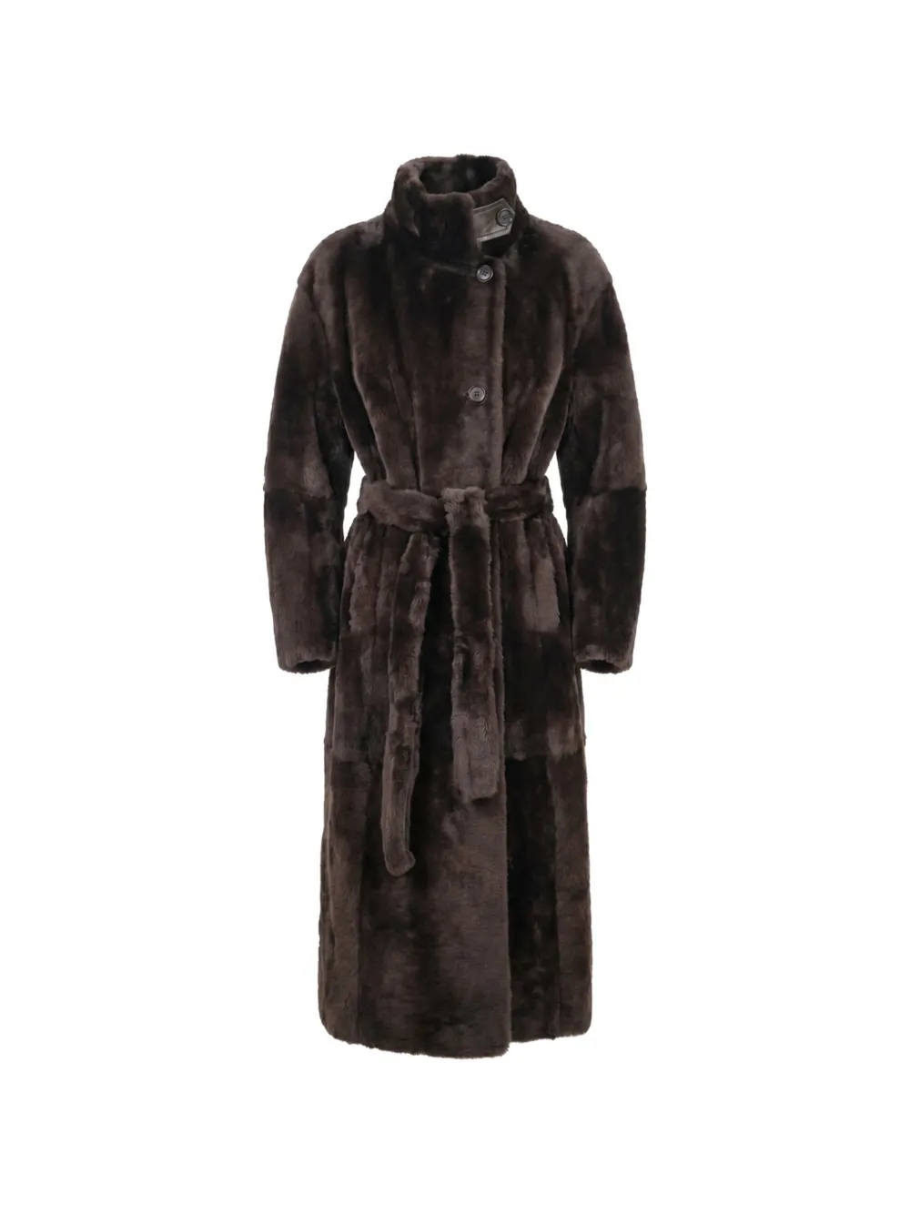 Brunello Cucinelli belted shearling coat - Marrone