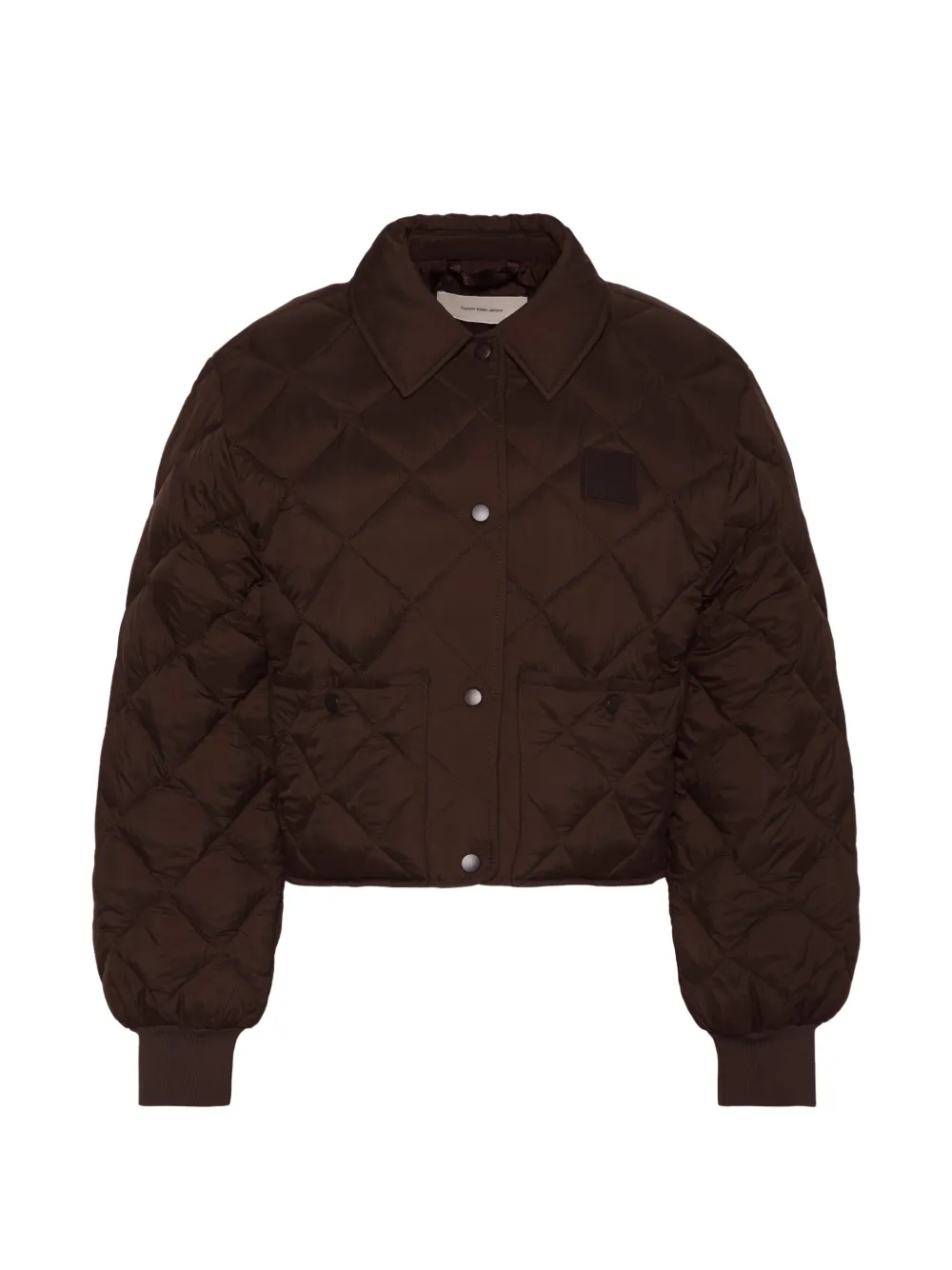 Calvin Klein diamond-quilted logo-patch jacket - Marrone