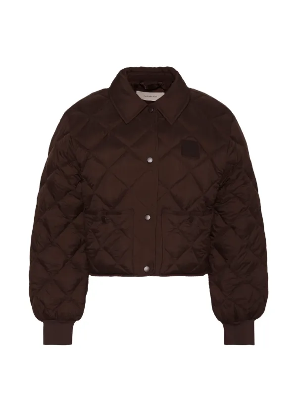 Calvin Klein Diamond-quilted Logo-patch Jacket in Brown