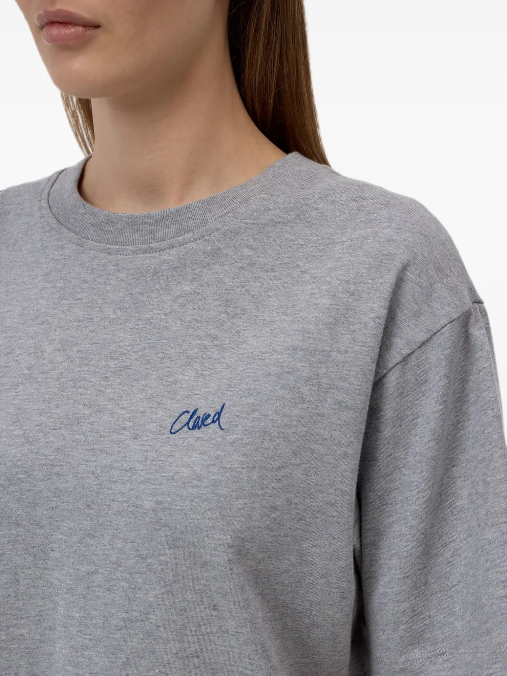 Closed T-shirt met geborduurd logo Grijs