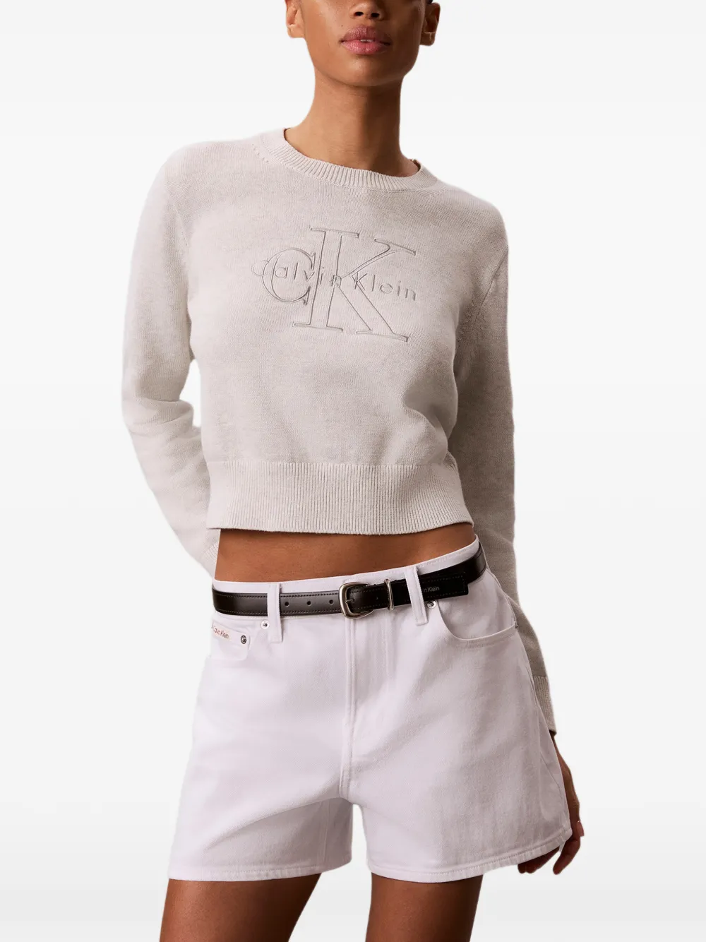 Calvin Klein Trui met geborduurd logo Wit