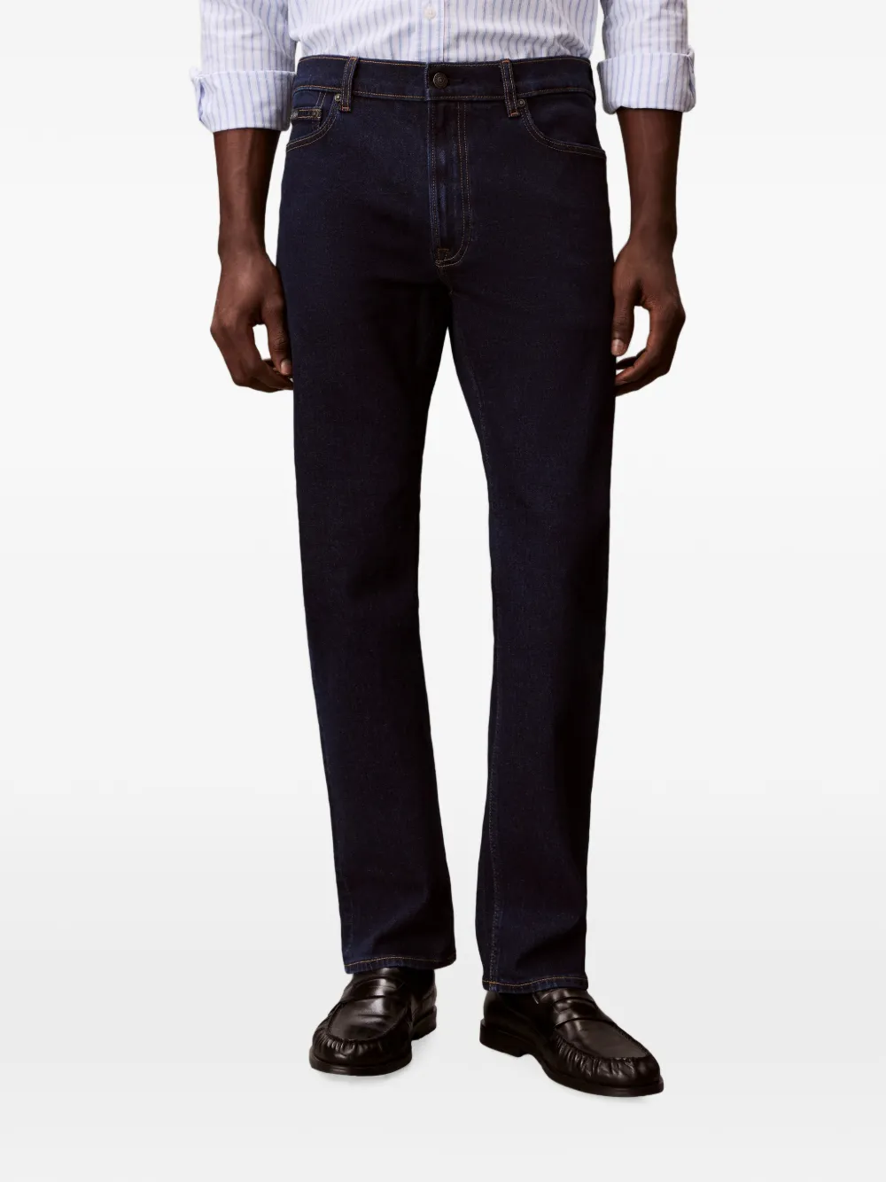Calvin Klein Victor straight jeans met logo-patch Blauw