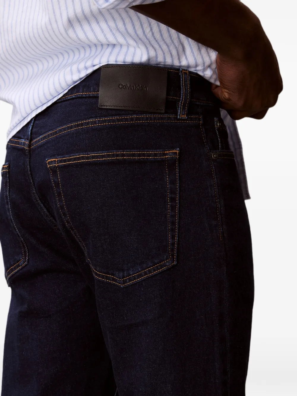 Calvin Klein Victor straight jeans met logo-patch Blauw