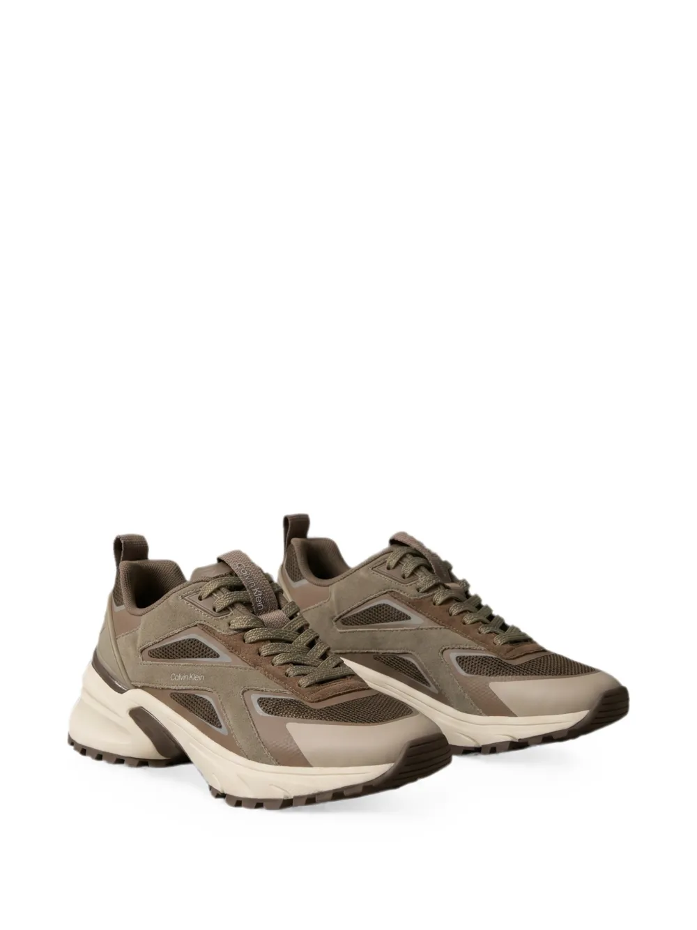 Calvin Klein Runner sneakers met mesh vlakken Bruin