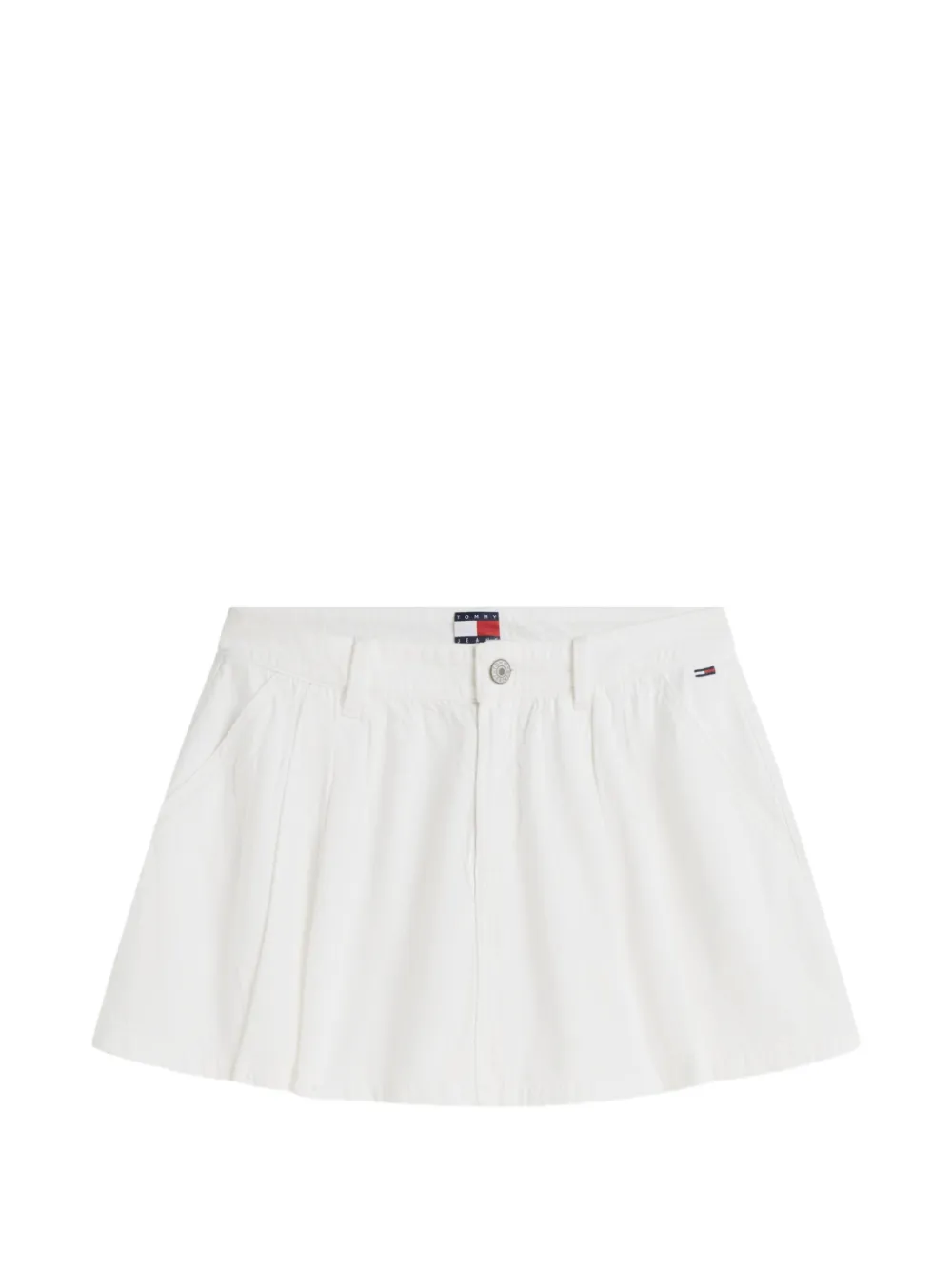 Tommy Jeans logo-patch pleated mini skirt - White