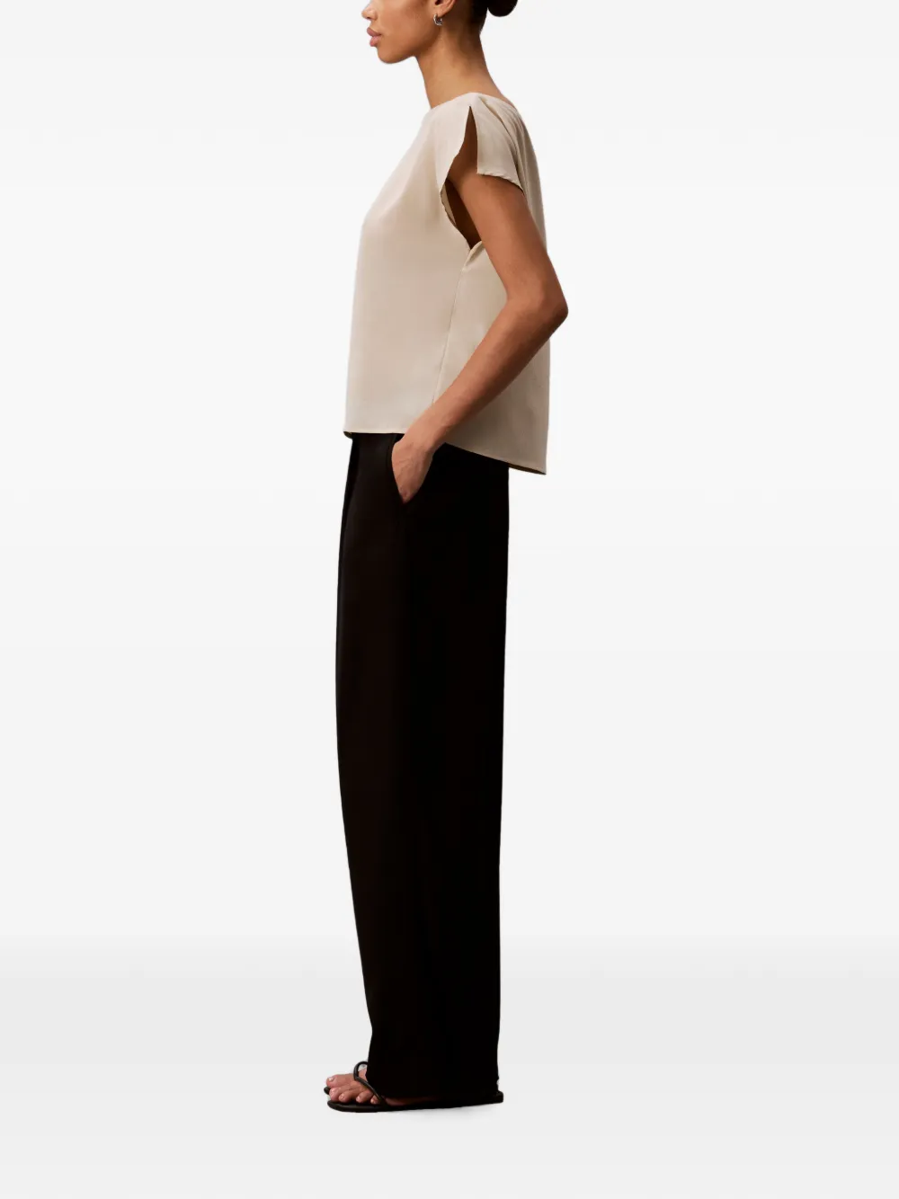 Calvin Klein Blouse met korte mouwen Beige