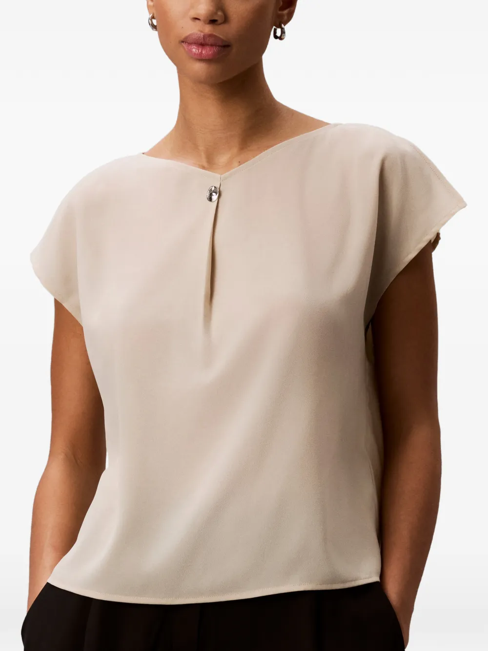 Calvin Klein Blouse met korte mouwen Beige