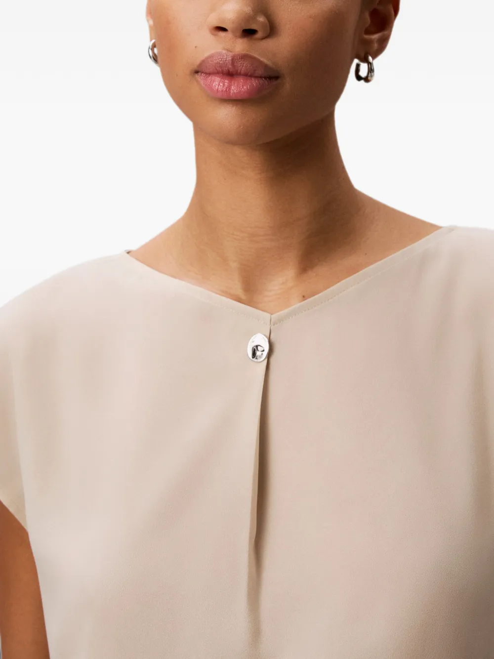 Calvin Klein Blouse met korte mouwen Beige