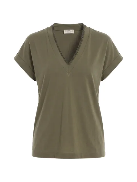 Brunello Cucinelli monili-trim V-neck T-shirt