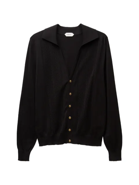 Versace silk & cotton knit polo cardigan