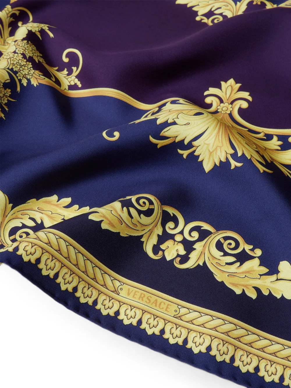 Versace Zijden twill sjaal met print (90 cm) Paars