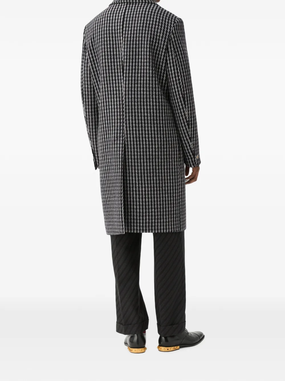 Versace Wollen jas met jacquard en kasjmier Zwart