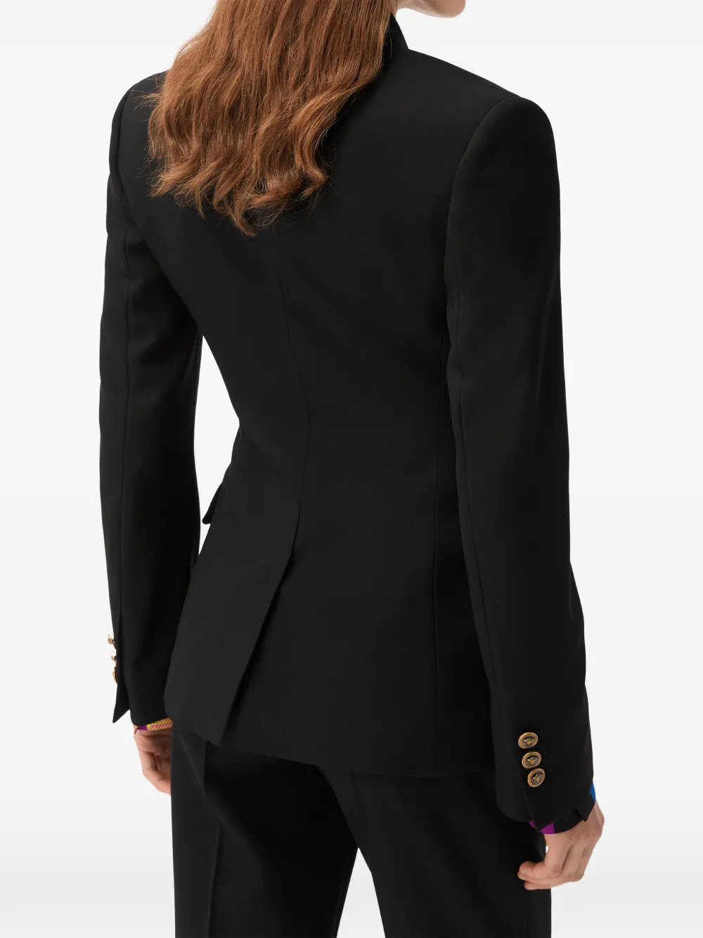 Versace Wollen grain de poudre blazer Zwart