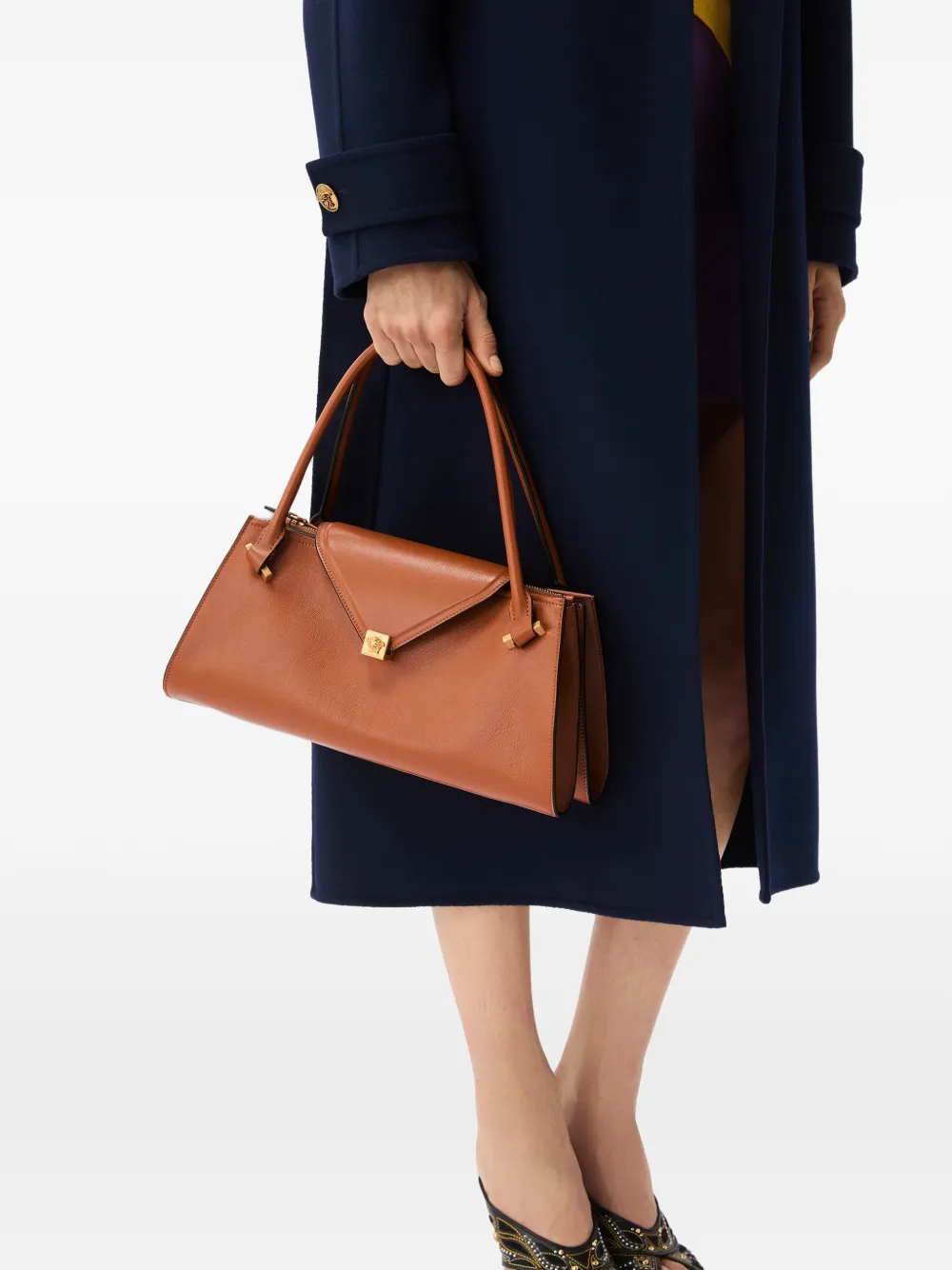 Versace Severine leren schoudertas Bruin