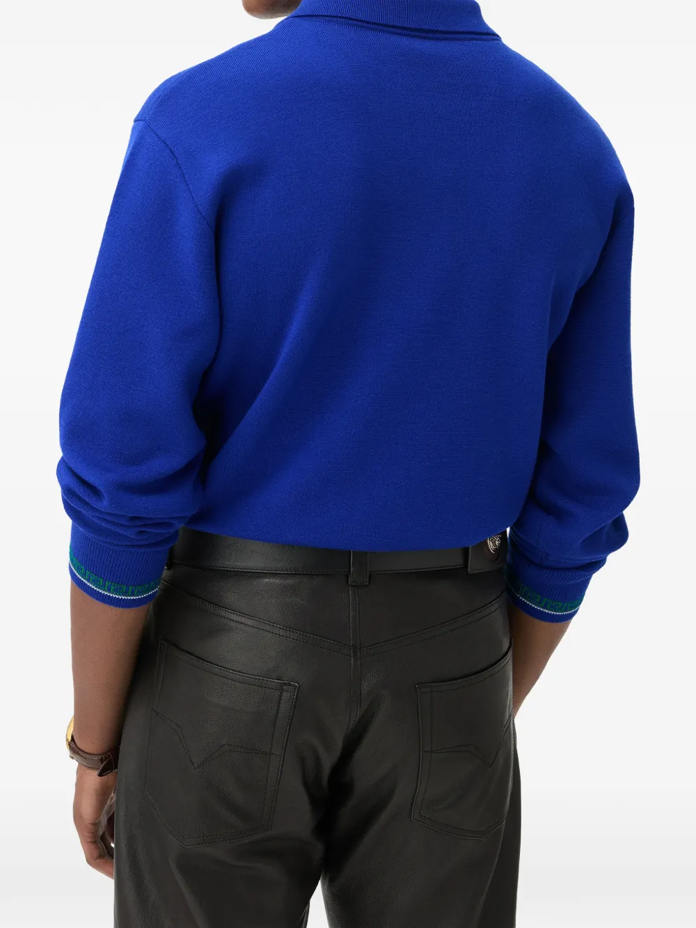 Versace Wollen gebreide polotrui met jacquard Blauw