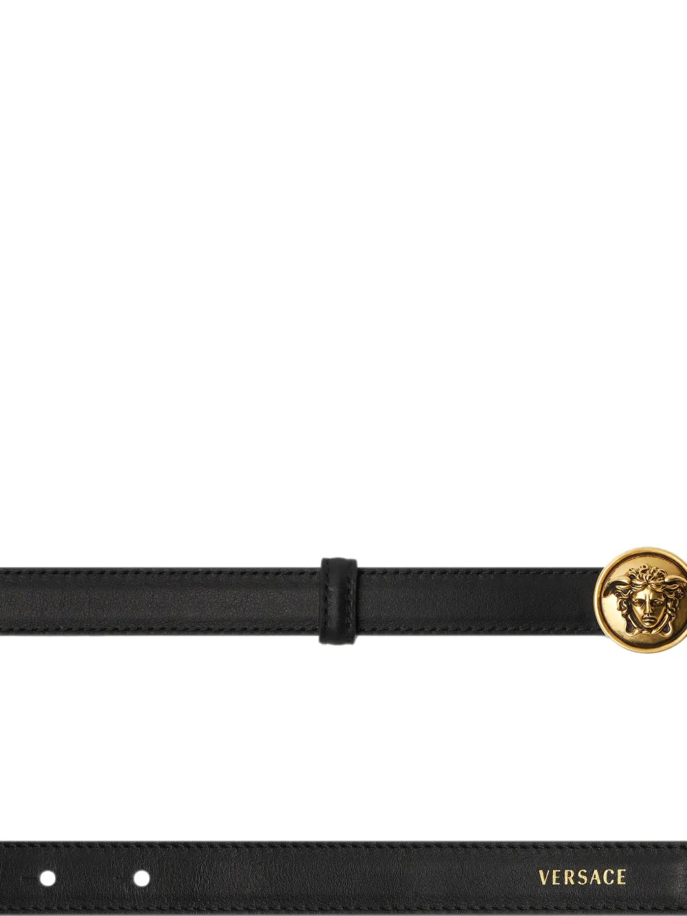 Versace Leren riem (2 cm) Zwart