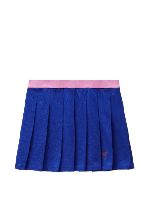Versace embroidered-logo cotton piqué pleated mini skirt