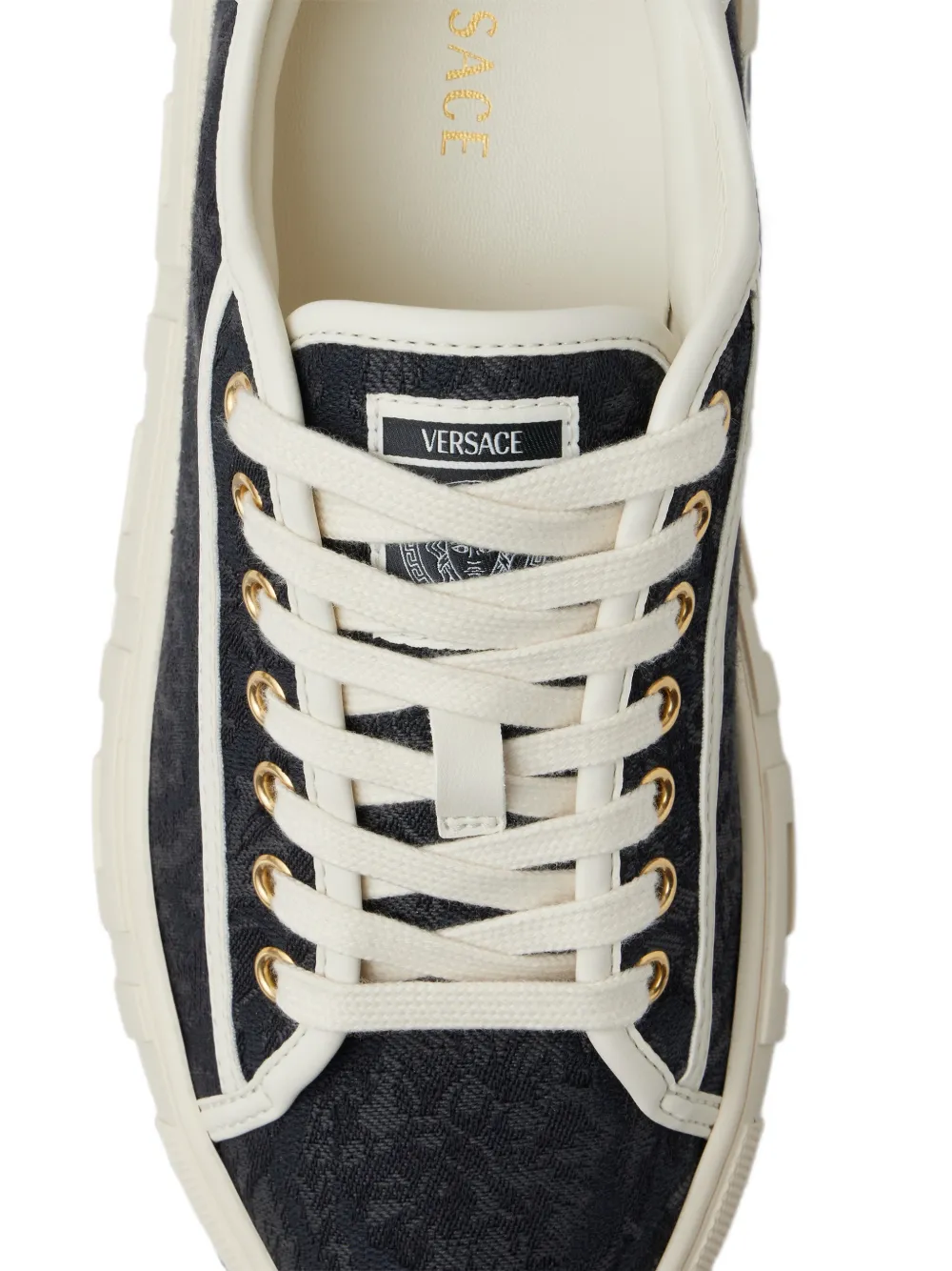 Versace Greca jacquard canvas platform trainers Zwart